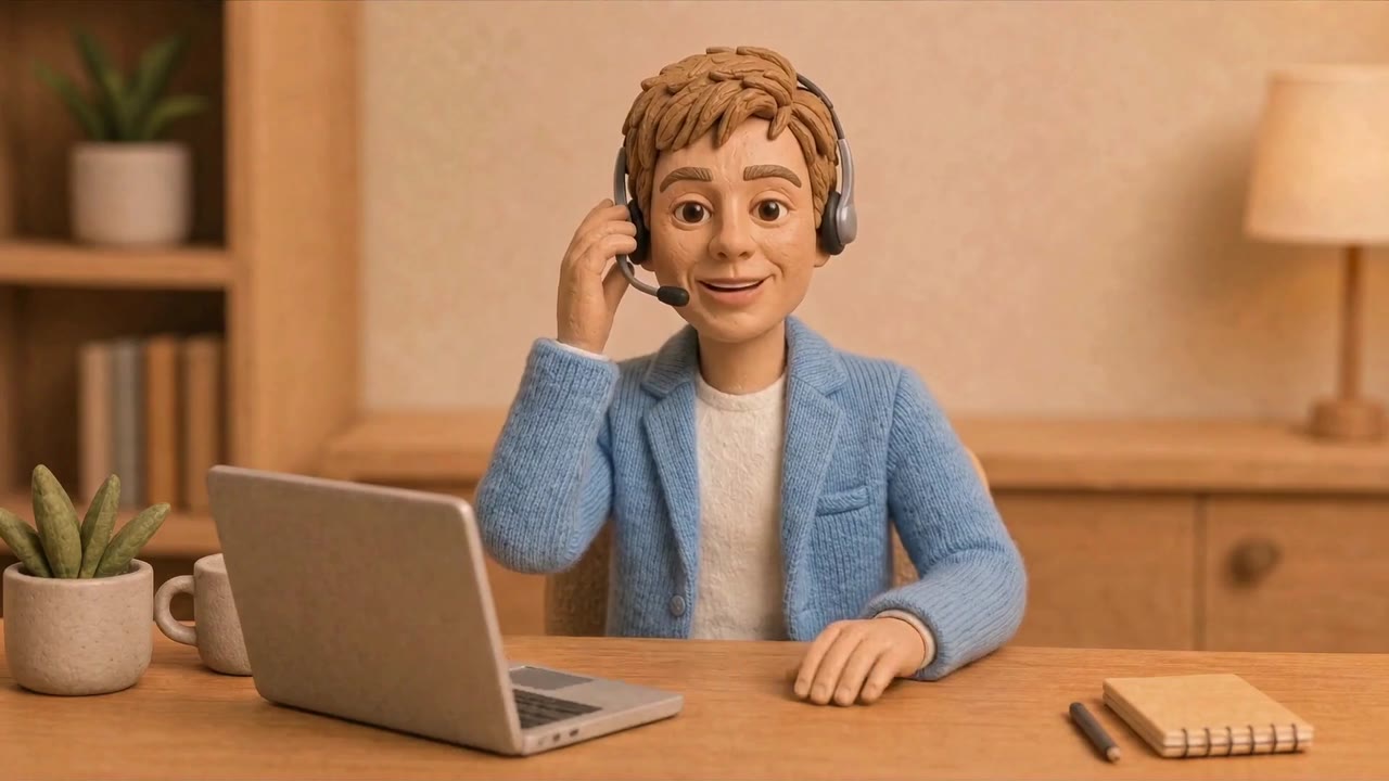 Sam telefoniert am Laptop und lädt Josey zum Vorstellungsgespräch ein